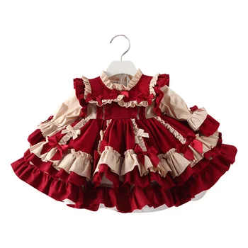 Infant Toddler Fete de Nouă Ani, rochii pentru copii Rochie Rosie de Craciun Nou-născut Spania Ziua PartyGirls Lolita Rochie de Printesa